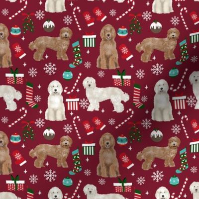 Labradoodle dog breed fabric christmas stockings pet lovers holiday ruby