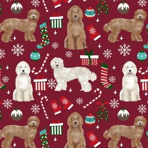 Labradoodle dog breed fabric christmas stockings pet lovers holiday ruby
