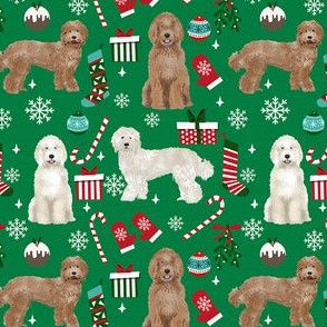 Labradoodle dog breed fabric christmas stockings pet lovers holiday green