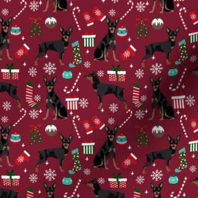 Miniature Doberman Pinscher dog breed fabric christmas stockings pet lovers holiday ruby