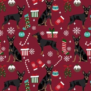 Miniature Doberman Pinscher dog breed fabric christmas stockings pet lovers holiday ruby