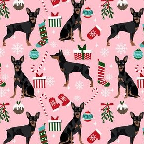 Miniature Doberman Pinscher dog breed fabric christmas stockings pet lovers holiday pink 