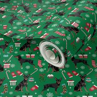 Miniature Doberman Pinscher dog breed fabric christmas stockings pet lovers holiday green