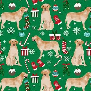 Labrador Retrievers yellow coat dog breed fabric christmas stockings pet lovers holiday green