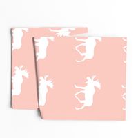 9" moose quilt block on pink