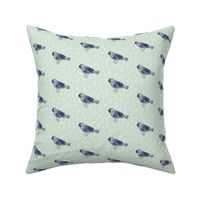 Vintage Indigo Sparrow on Eggshell Green