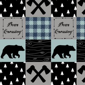 Bear crossing - blue mint plaid