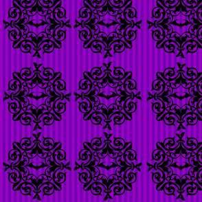 Damask Bats on Stripes