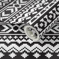 Black and White Aztec Pixel Pattern