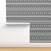 Black and White Aztec Pixel Pattern