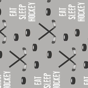 eat sleep hockey - monochrome on grey (90)