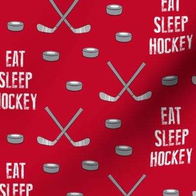 eat sleep hockey - red