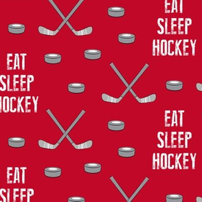 eat sleep hockey - red