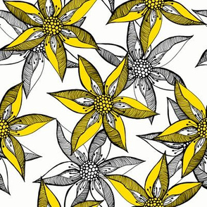 Love Blooms in Sunshine (#8) - Daffodil Yellow on Icy Cream with Black - Large Scale