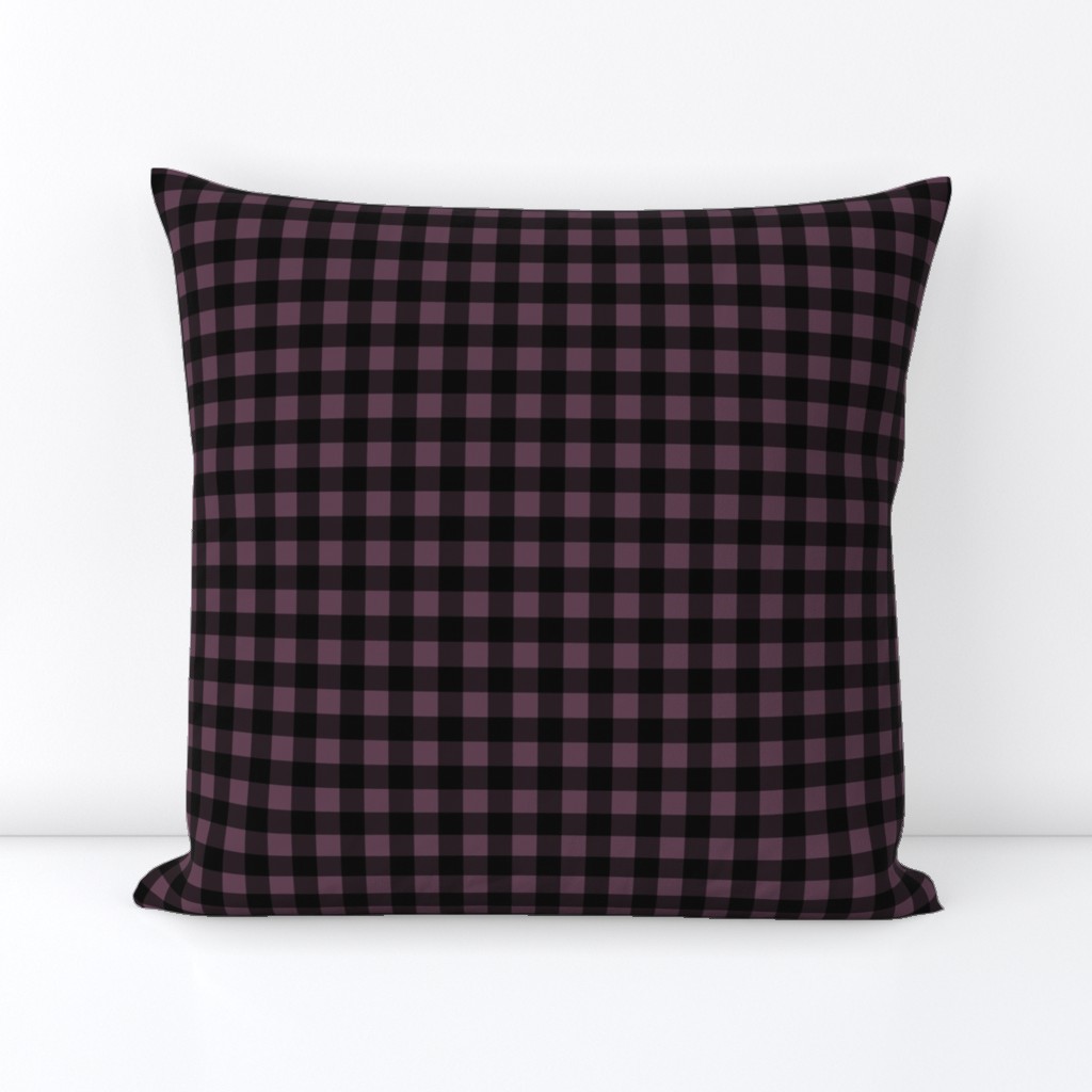 Half Inch Eggplant and Black Gingham Check