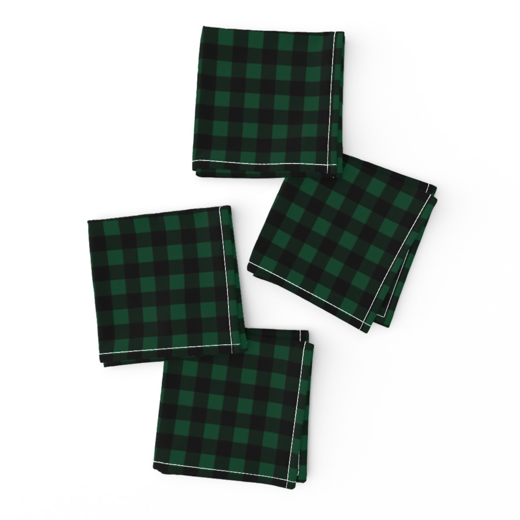 Half Inch Evergreen and Black Gingham Check