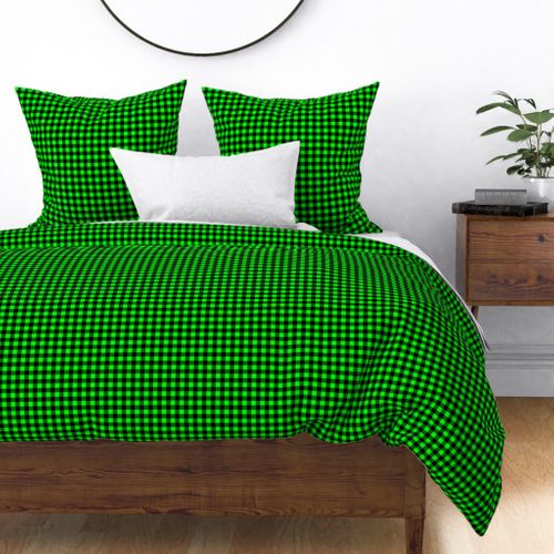 Half Inch Lime Green and Black Gingham Check