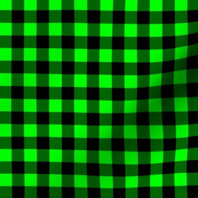 Half Inch Lime Green and Black Gingham Check