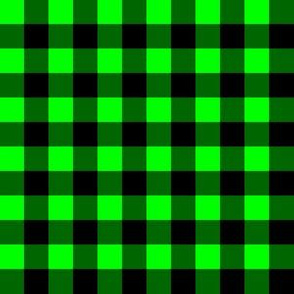 Half Inch Lime Green and Black Gingham Check
