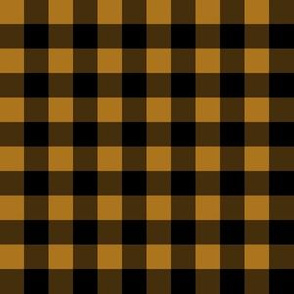 Half Inch Matte Antique Gold and Black Gingham Check