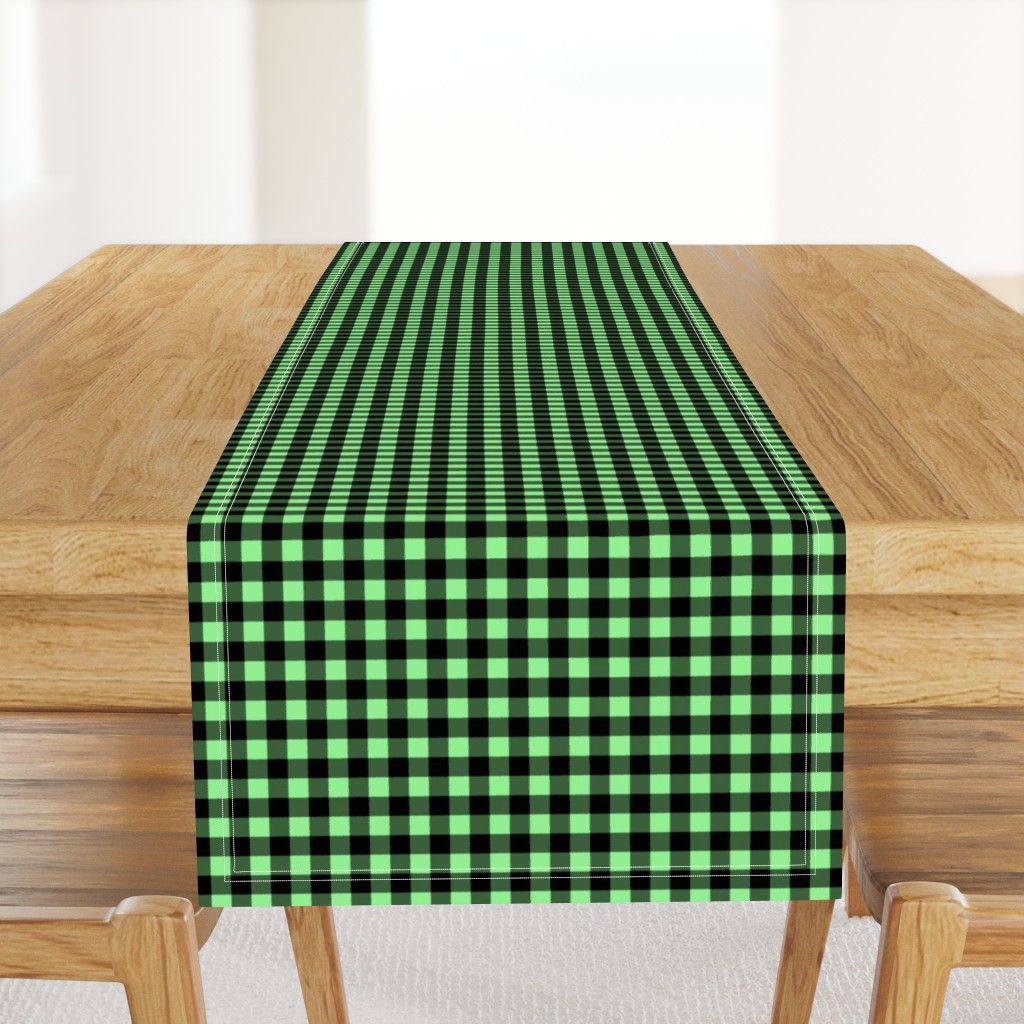 Half Inch Mint Green and Black Gingham Check