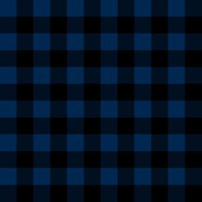 Half Inch Navy Blue and Black Gingham Check