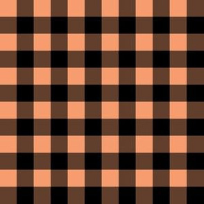 Half Inch Peach and Black Gingham Check