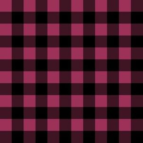 Half Inch Sangria Pink and Black Gingham Check