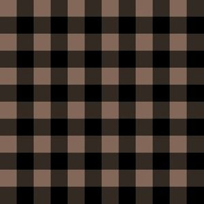 Half Inch Taupe Brown and Black Gingham Check