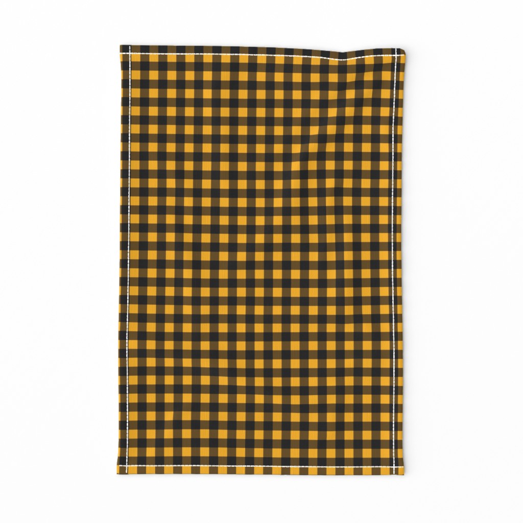 Half Inch Yellow Gold and Black Gingham Check