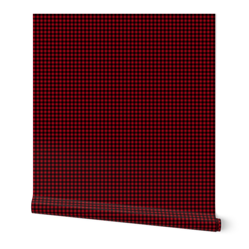 Quarter Inch Dark Red and Black Gingham Check