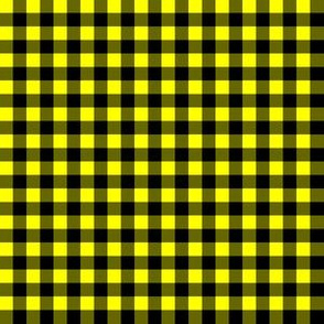 Quarter Inch Yellow and Black Gingham Check
