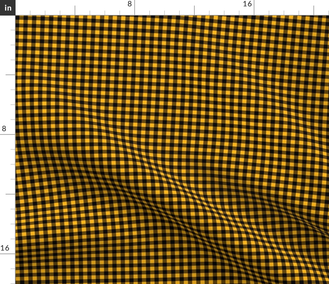 Quarter Inch Yellow Gold and Black Gingham Check