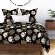 Chinchillas and moon dots - large faux gold