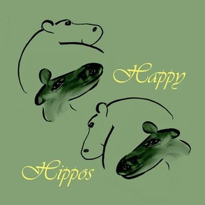 "Happy Hippos", green, black, yellow