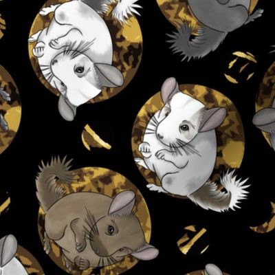 Chinchillas and moon dots - medium faux gold