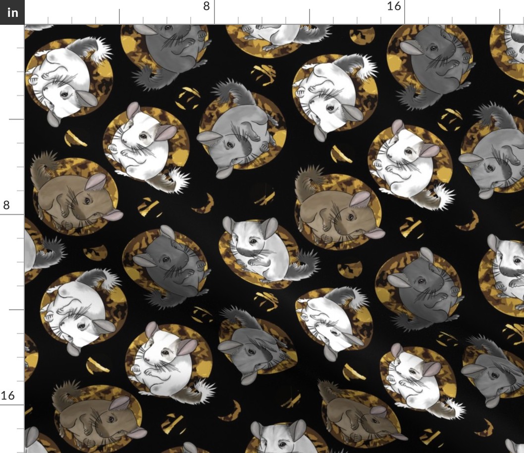 Chinchillas and moon dots - medium faux gold