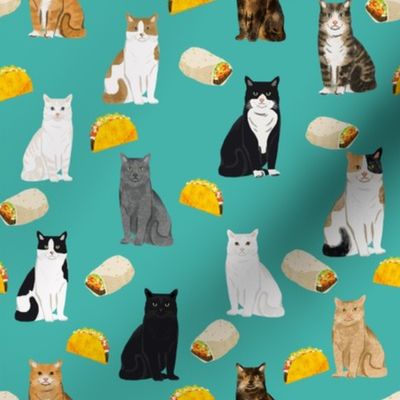 cats and tacos fabric taco and burritos mexican fabric - cat 