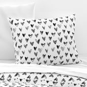 Watercolor Hearts in Black and White