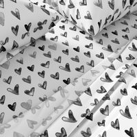 Watercolor Hearts in Black and White