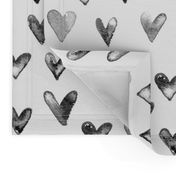 Watercolor Hearts in Black and White