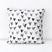 Watercolor Hearts in Black and White