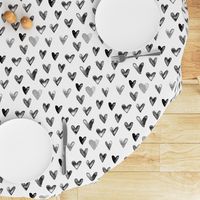 Watercolor Hearts in Black and White