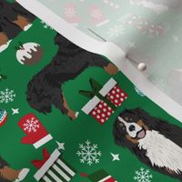 Bernese Mountain Dog breed fabric christmas stockings pet lovers holiday green