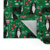 Bernese Mountain Dog breed fabric christmas stockings pet lovers holiday green