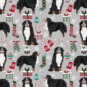 Bernese Mountain Dog breed fabric christmas stockings pet lovers holiday grey