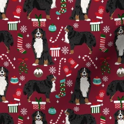 Bernese Mountain Dog breed fabric christmas stockings pet lovers holiday ruby