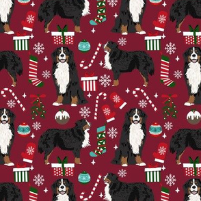 Bernese Mountain Dog breed fabric christmas stockings pet lovers holiday ruby