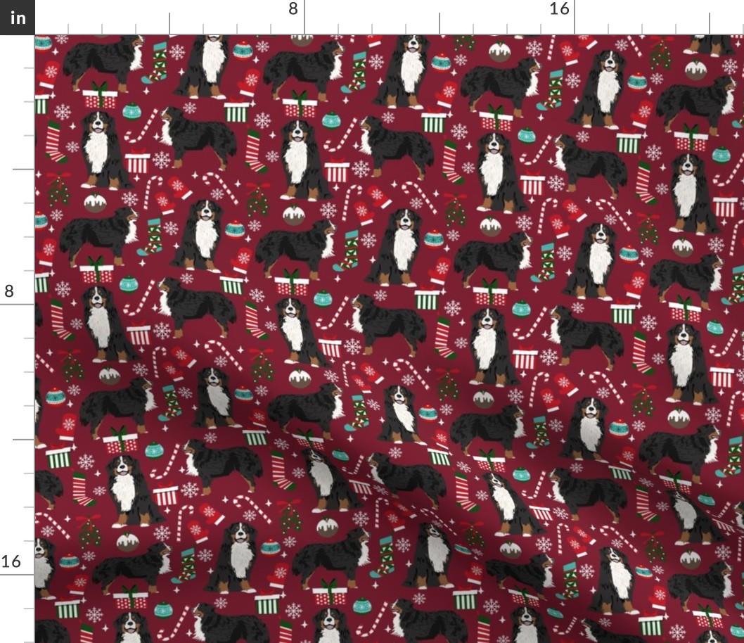 Bernese Mountain Dog breed fabric christmas stockings pet lovers holiday ruby