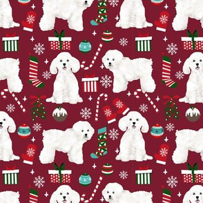 Bichon Frise dog breed fabric christmas stockings pet lovers holiday ruby